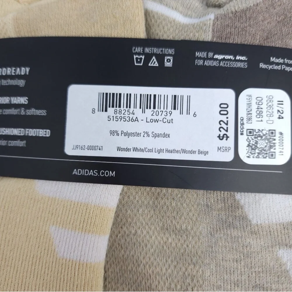 🤎NWT•Adidas Womens Cushioned Low-Cut Socks(6PK)Aeroready Technology•Size:5-10🤎
